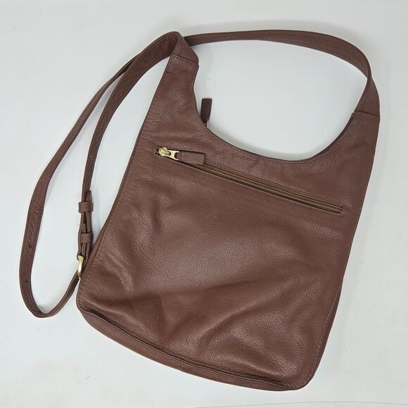 JP Ourse & Cie Brown Pebble Leather Traveler Crossbody Bag Purse Hidden Wallet - Picture 5 of 11
